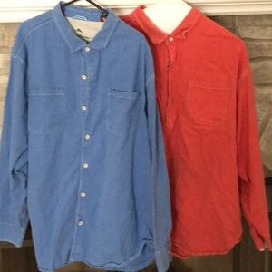 Men's Blue and Dark Orange Button-Up Shirts